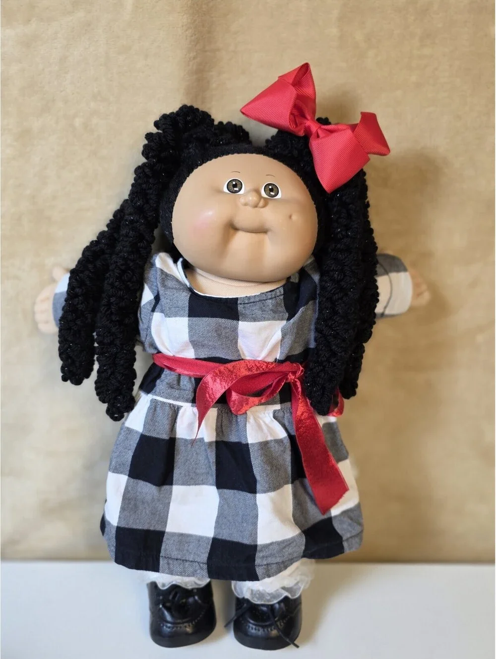 Rear 1982 Vintage Cabbage Patch Kids African American Doll Brown Eyes Dreadlocks